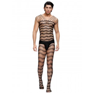 Men's Bodystocking, Strappy shoulders, BLK, ONE SIZE 